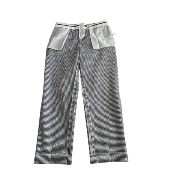 Ann Taylor Women's 4 White & Blue Strips Kate Fit Modern Boot Cut Cotton Pants - Picture 9 of 15